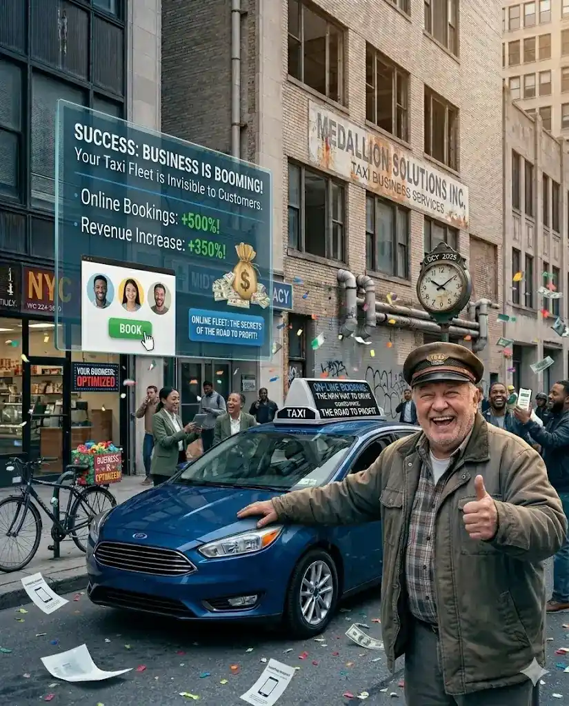 yellow taxi cab in New York USA representing online taxi booking and local search visibility